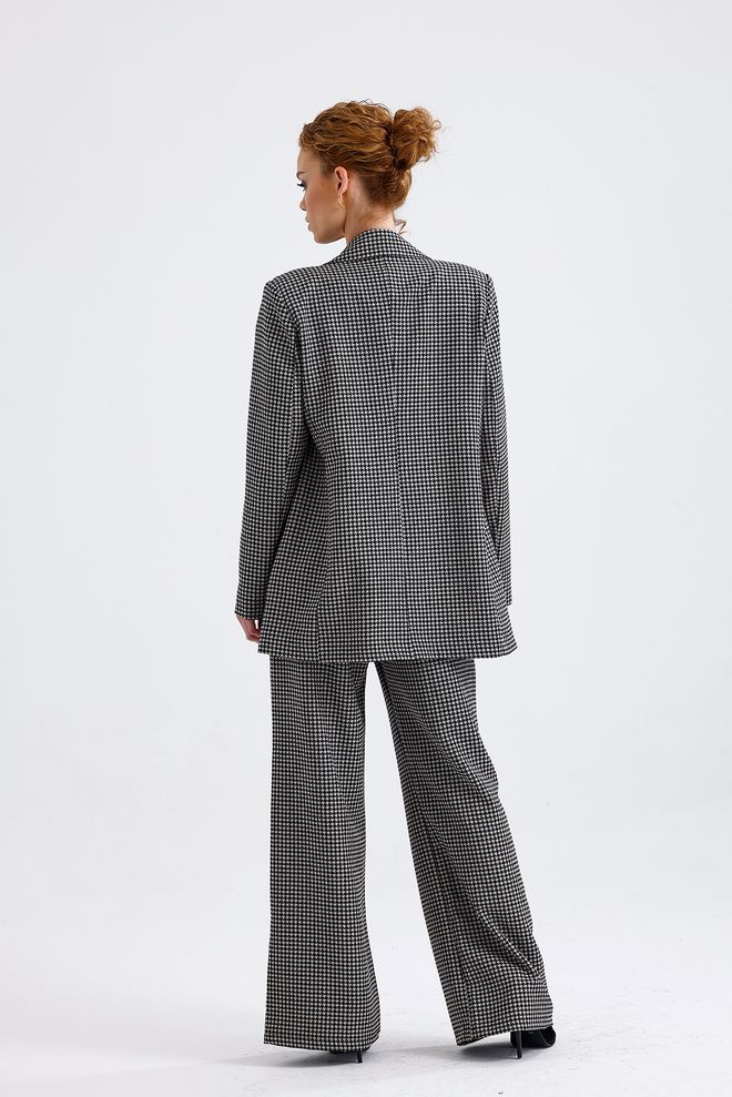 SENSE Goose Foot Pattern Lined Jacket And Pants Set Grey Wholesale Clothing 4