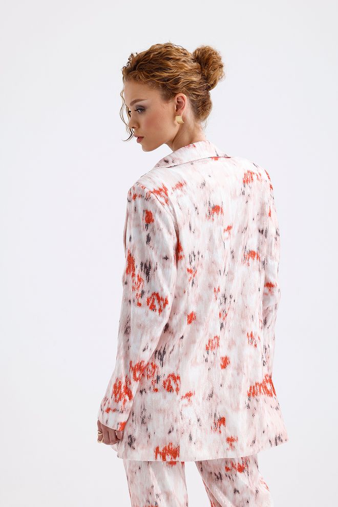 SENSE Batik Eyeliner Patterned Evening Dress Sequin Jacket Multicolor Wholesale Clothing 4