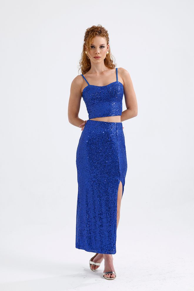 SENSE Elastic Waist Lined Sequin Evening Dress Skirt Saks Wholesale Clothing No Fabric