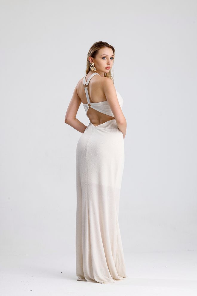 SENSE Bijela Elegantna Glam Haljina S Halter Izrezom Veleprodaja odjeće Sexy