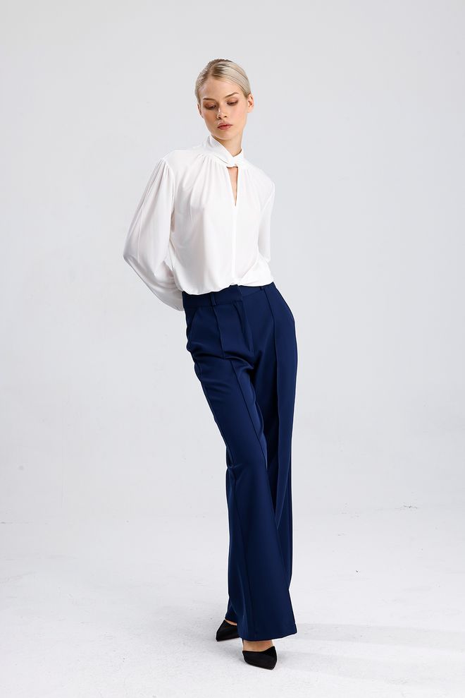 SENSE Navy Blue Formal Elegant Vintage Pants Wholesale Clothing Vintage