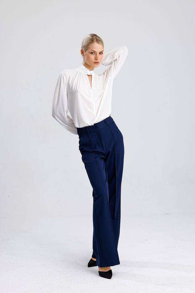 SENSE Navy Blue Formal Elegant Vintage Pants Wholesale Clothing 1