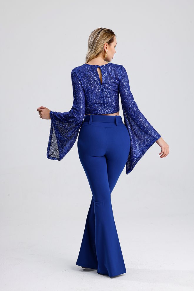 SENSE Μπλε Σέξι Glam Κομψό Επίσημο Παντελόνι Χονδρικό εμπόριο ενδυμάτων Επίσημο