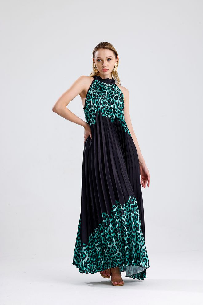 SENSE Eleganti Juoda Be Rankovių Su Gyvūnų Raštu Suknelė Didmeninė prekyba drabužiais 1