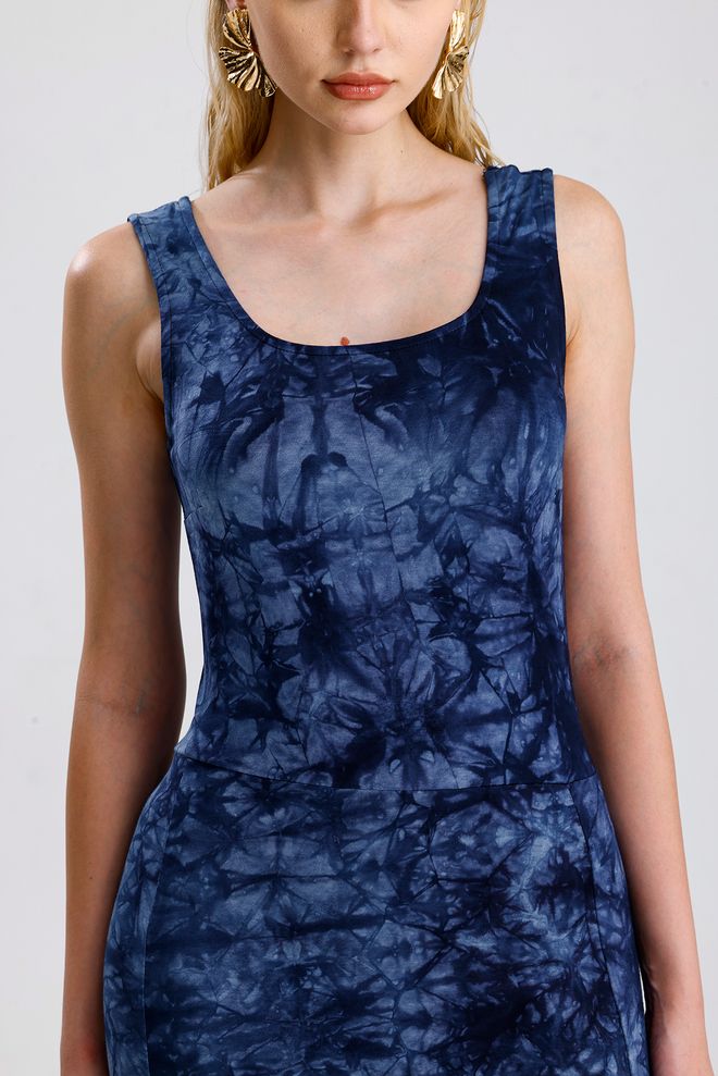 SENSE Vestido De Viscosa De Punto Con Abertura Y Cuello Cuadrado Sin Mangas Sense Lace Batik Ropa al por mayor 3