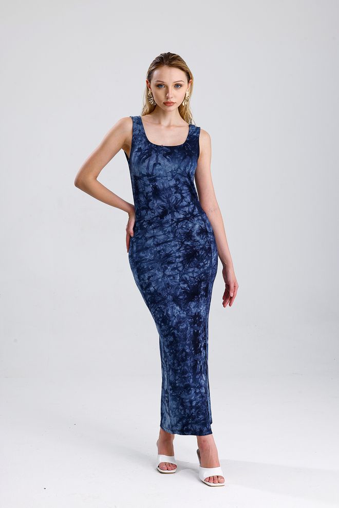 SENSE Vestido De Viscosa De Punto Con Abertura Y Cuello Cuadrado Sin Mangas Sense Lace Batik Ropa al por mayor 1