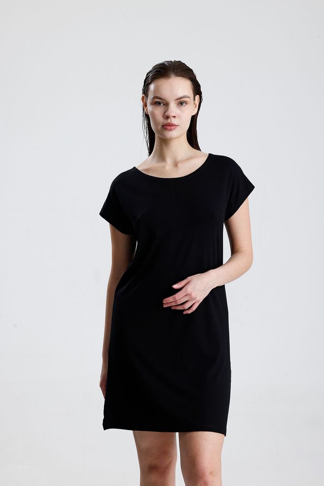 SENSE Vestito Nero Tubino Mini Con Maniche Corte Abbigliamento all'ingrosso Casuale