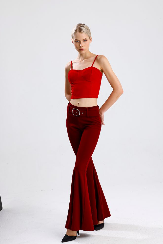 SENSE Red Bustier With Sweetheart Neck And Cap Sleeves Wholesale Clothing Birthday