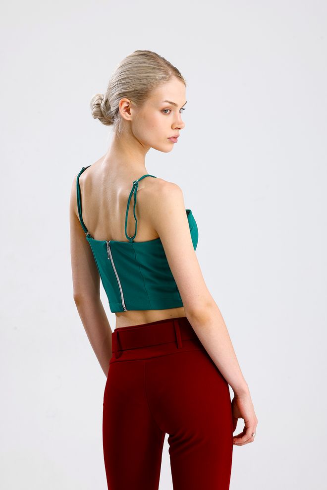 SENSE Sexy Green Bustier With Sweetheart Neck Wholesale Clothing Sexy