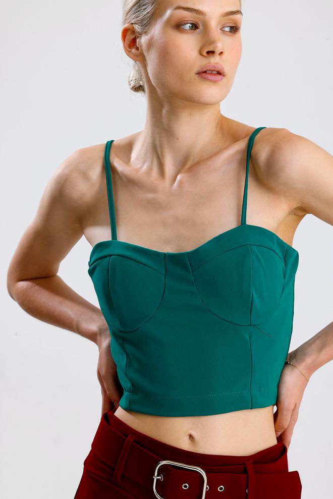 SENSE Sexy Green Bustier With Sweetheart Neck Wholesale Clothing Spring