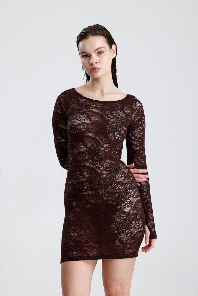 SENSE Brązowy Seksowny Elegancki Formalny Glam Bodycon Sukienka Hurtowa sprzedaż odzieży Seksowny