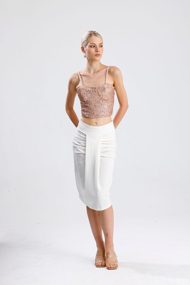 SENSE Sukňa Biela Elegantný Glam Formálny Sexy Puzdrové Midi Veľkoobchod s oblečením Sexy