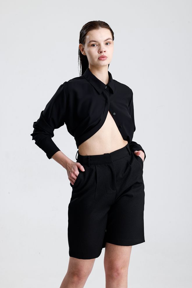 SENSE Black Elegant Formal High Waist Bermuda Shorts Wholesale Clothing 1