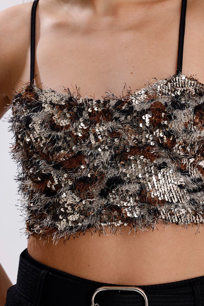 SENSE Corpete Preto Sem Alças Com Lantejoulas E Mangas Japonesas Roupas por atacado Primavera