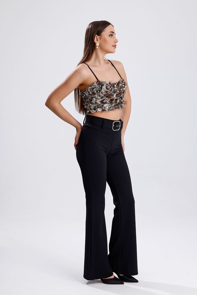 SENSE Corpete Preto Sem Alças Com Lantejoulas E Mangas Japonesas Roupas por atacado Aniversário