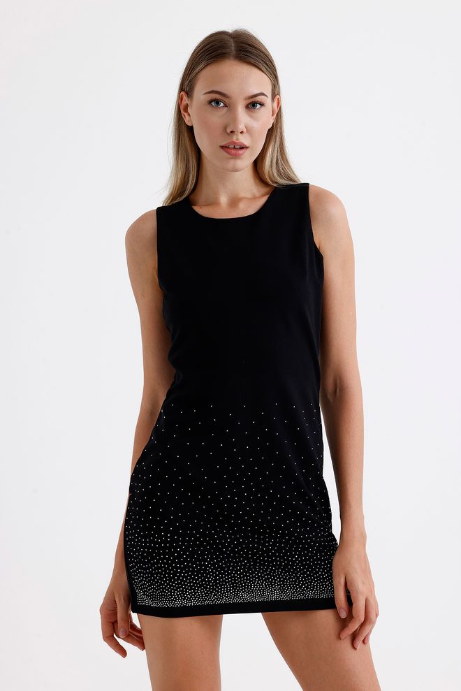 SENSE Vestido Ajustado Negro Con Lentejuelas Mini Con Mangas Casquillo Ropa al por mayor Casual