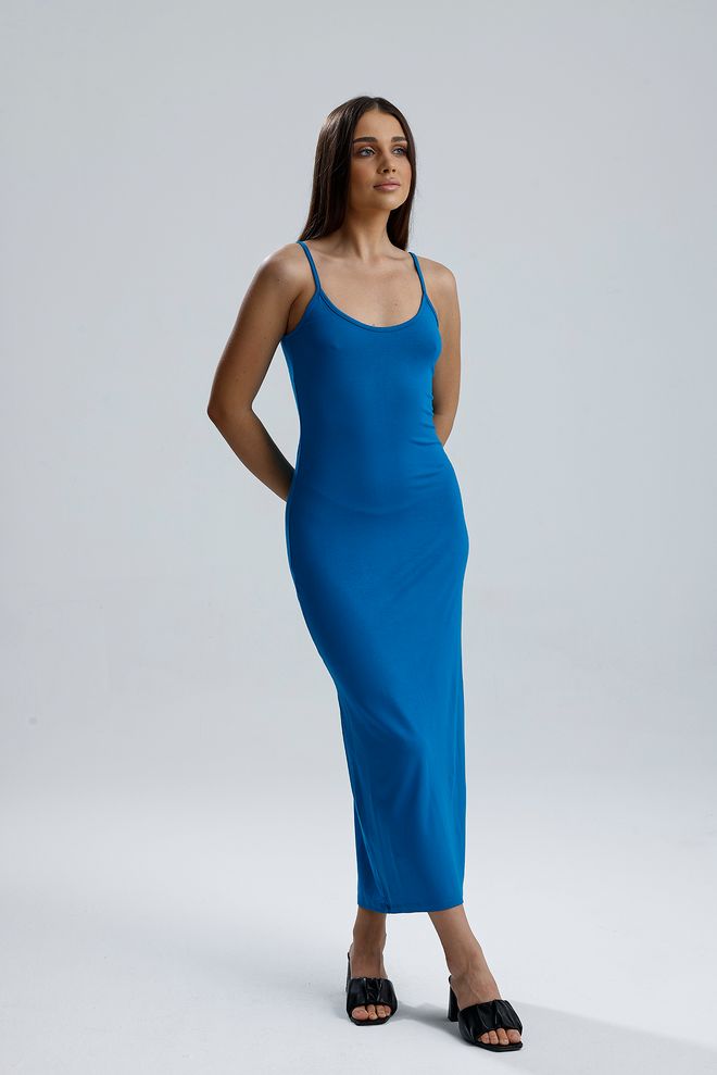 SENSE Blu Sexy Senza Maniche Maxi Sottoveste Manica Ad Aletta Vestito Abbigliamento all'ingrosso Casuale