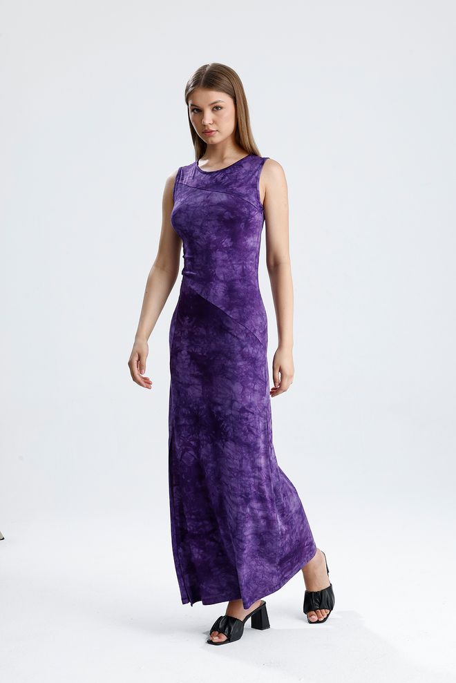 SENSE Vestito A Guaina Viola Con Motivo Tie Dye Abbigliamento all'ingrosso Casuale