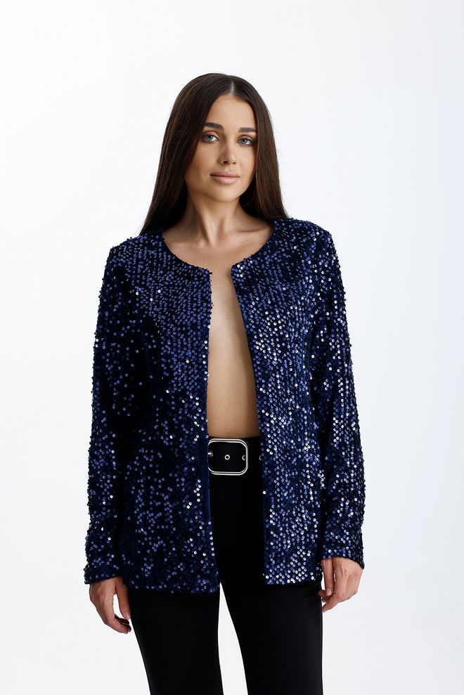SENSE Μπλε Μαρέν Μπουφάν Glam Με Sequined Χονδρικό εμπόριο ενδυμάτων Επίσημο