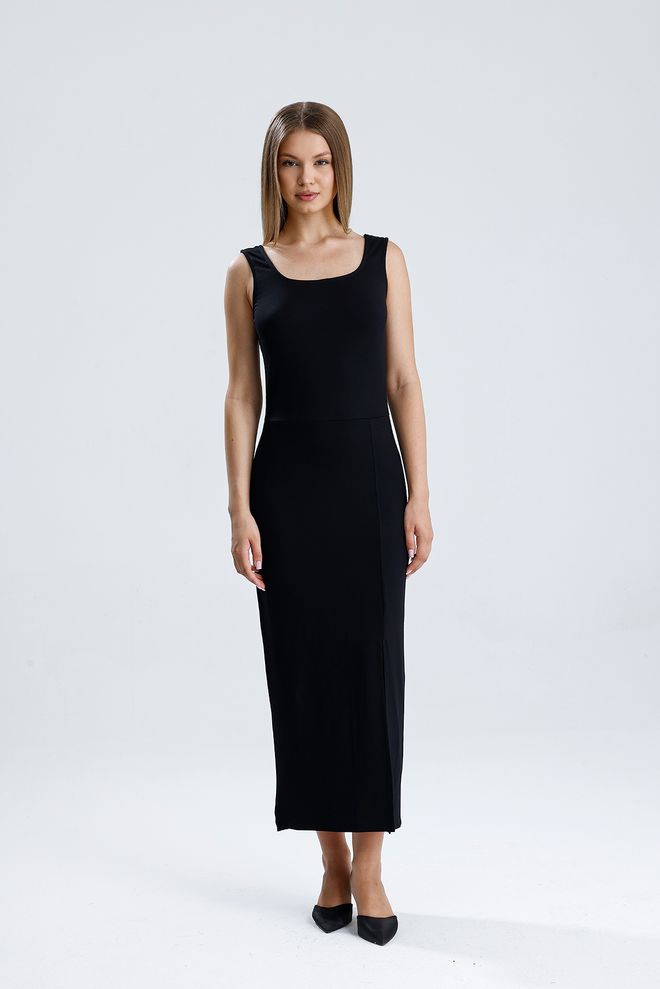 SENSE Vestido Negro Elegante Tipo Sheath Con Mangas Casquillo Ropa al por mayor 0