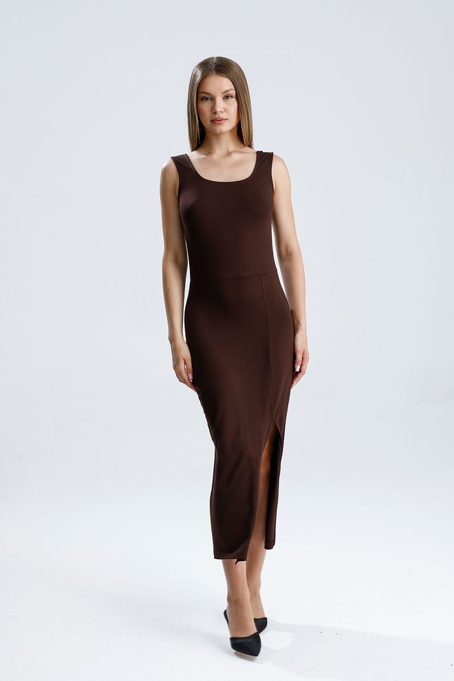 SENSE Rochie Maro Sexy Elegant Formal Bodycon Midi Decolteu Rotund Fără Mâneci Îmbrăcăminte cu ridicata 1