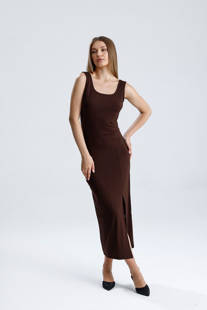 SENSE Rochie Maro Sexy Elegant Formal Bodycon Midi Decolteu Rotund Fără Mâneci Îmbrăcăminte cu ridicata Cocktail