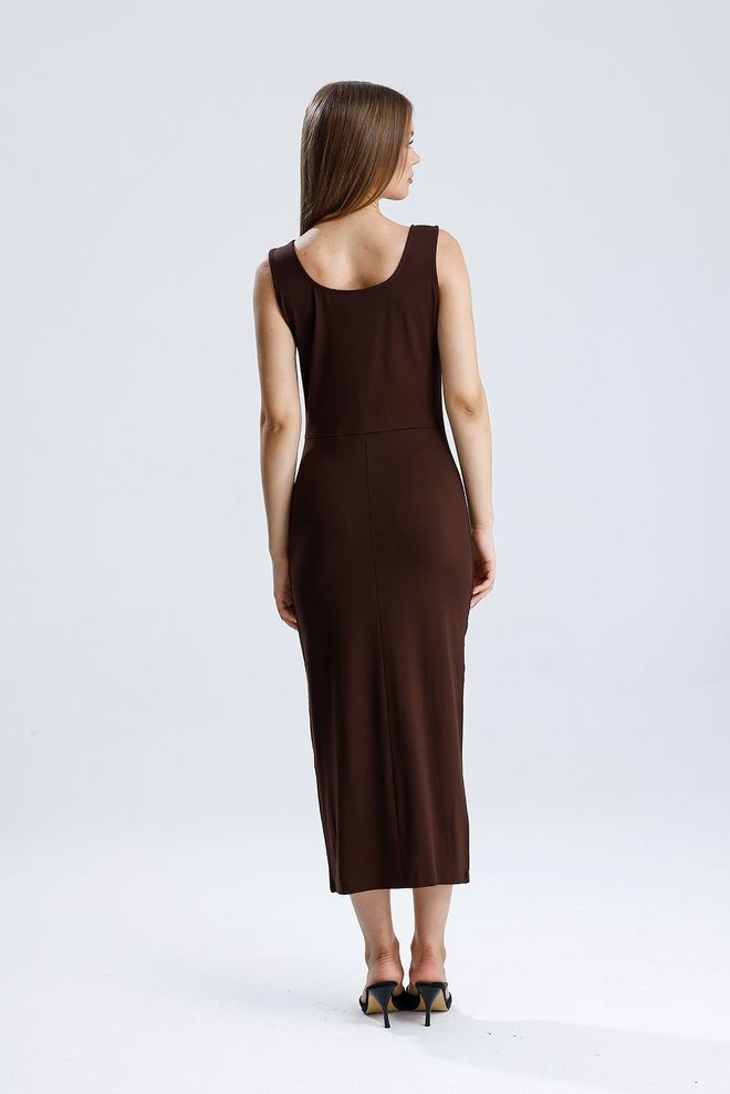 SENSE Rochie Maro Sexy Elegant Formal Bodycon Midi Decolteu Rotund Fără Mâneci Îmbrăcăminte cu ridicata Formal