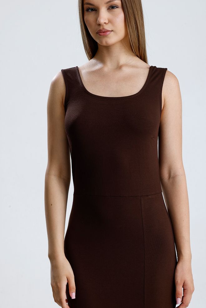 SENSE Rochie Maro Sexy Elegant Formal Bodycon Midi Decolteu Rotund Fără Mâneci Îmbrăcăminte cu ridicata Primăvară