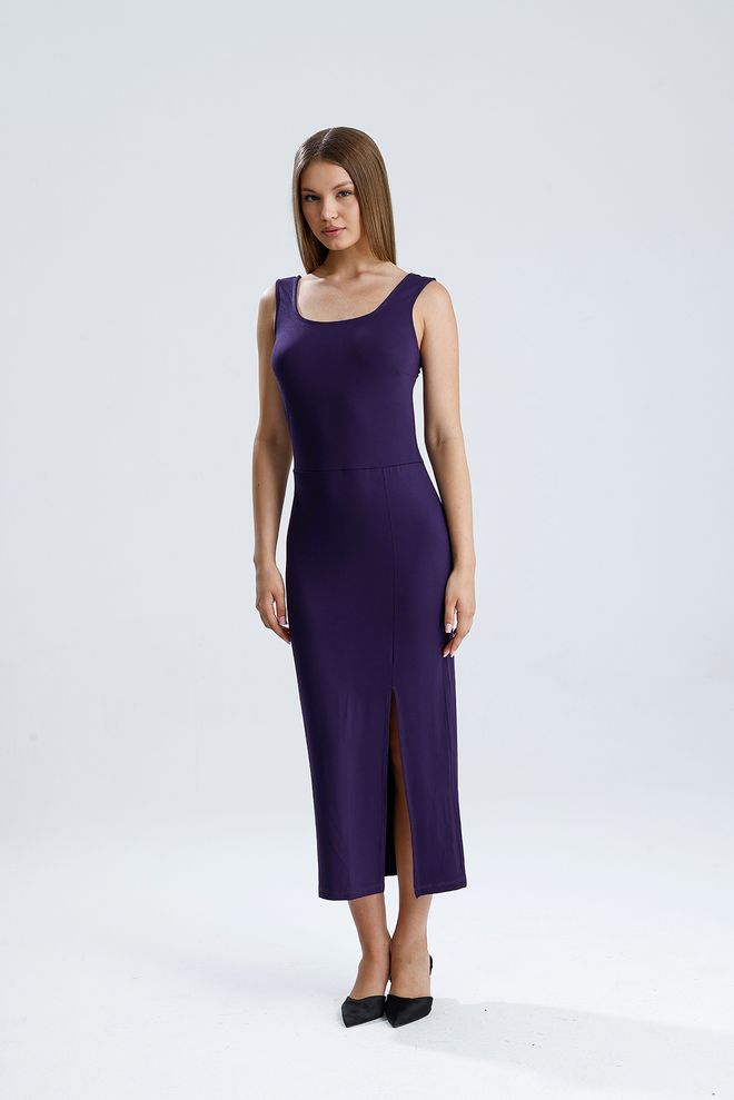 SENSE Elegante Paarse Mouwloze Kokerjurk Met Vierkante Hals Groothandel Kleding Cocktail
