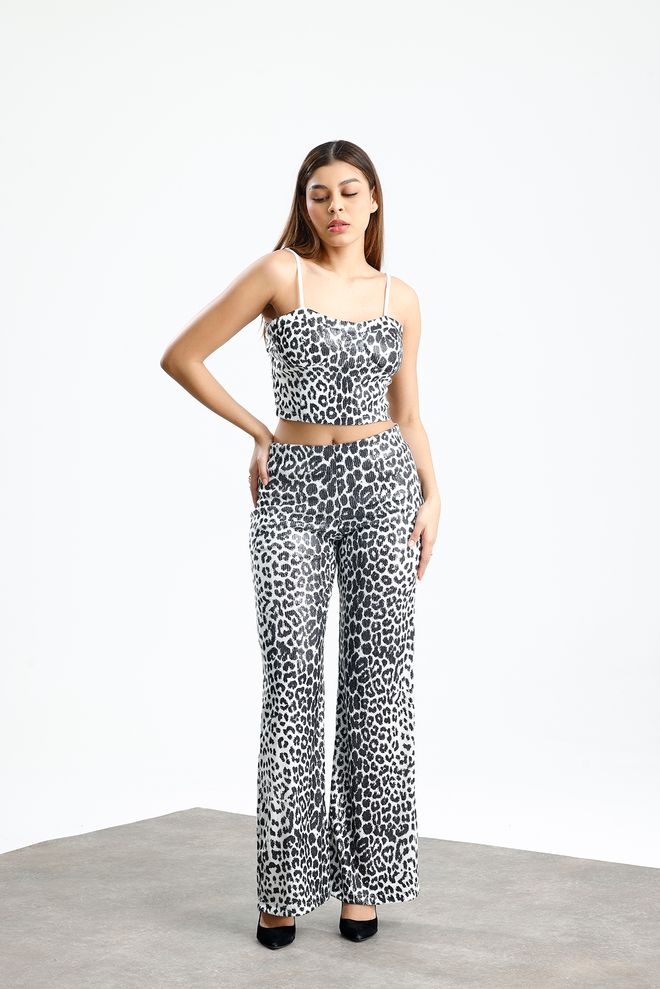 SENSE Black Slim Fit Animal Print Bustier Wholesale Clothing Spring