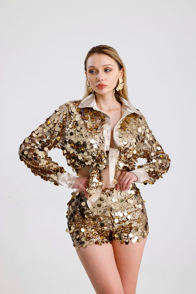 SENSE Gold Glam Sexy Elegant Bermuda Shorts Wholesale Clothing 1