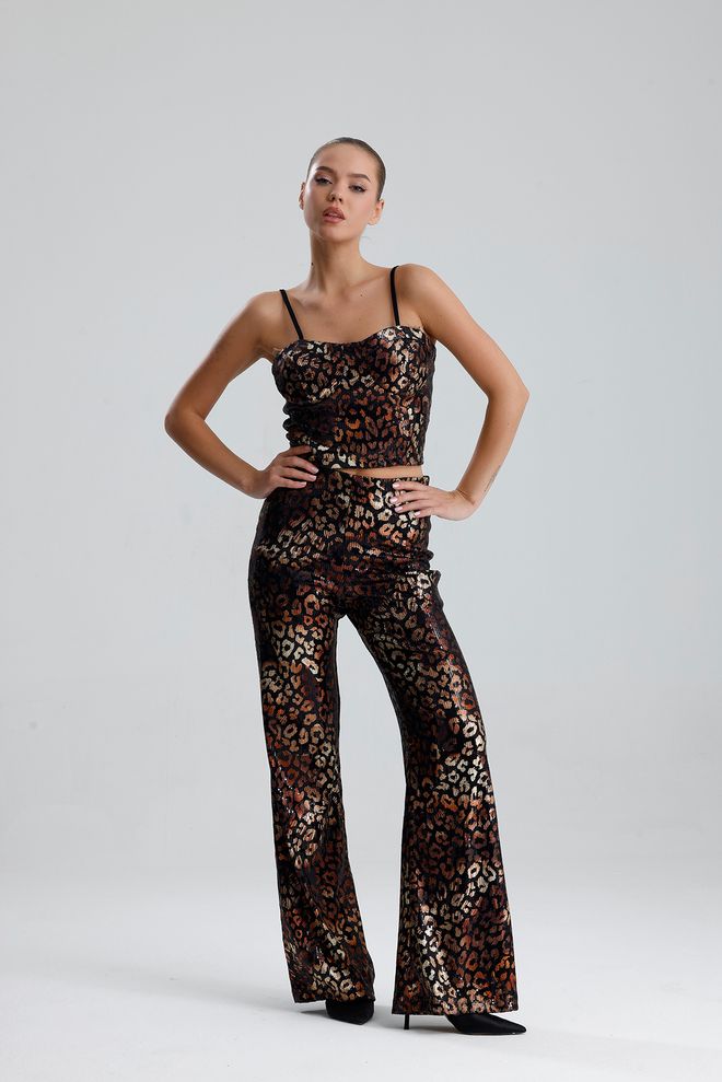 SENSE Black Leopard Print Sexy Fitted Bustier With Sweetheart Neck Wholesale Clothing Birthday