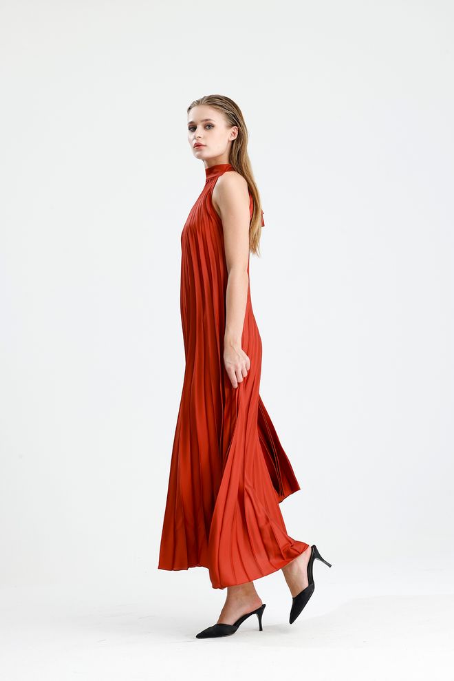 SENSE Eleganti Oranžinė Ilga Blazerinė Su Aukštu Kaklu Suknelė Didmeninė prekyba drabužiais Viršutiniai drabužiai su sagomis