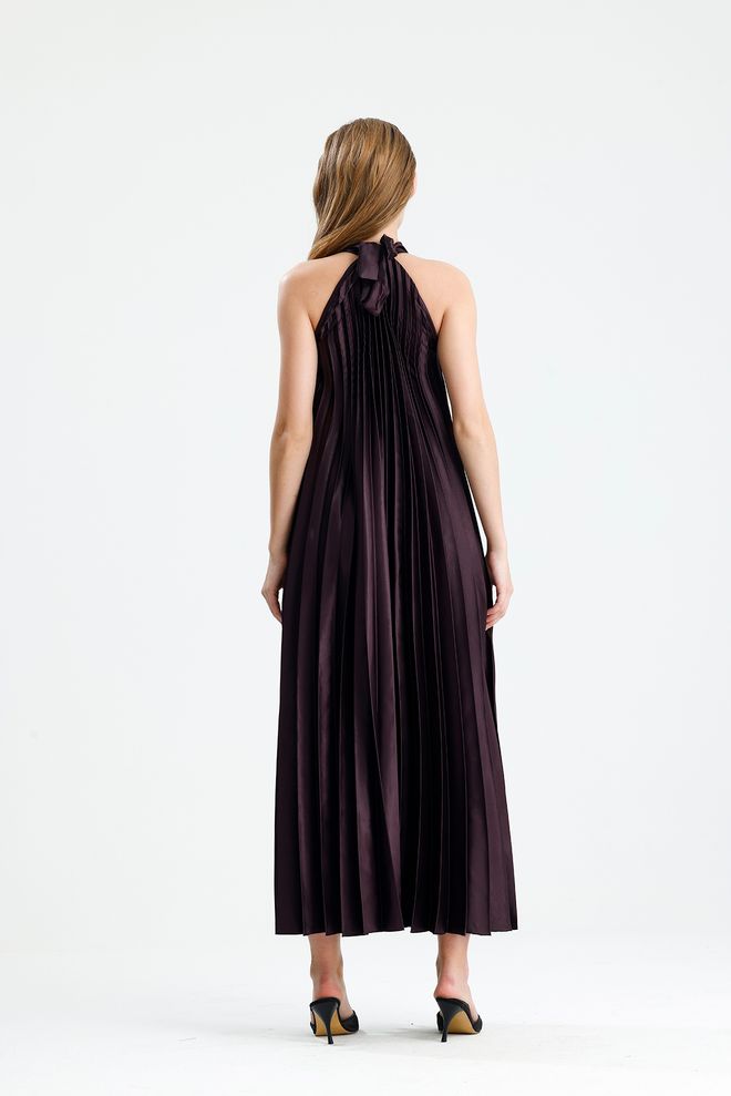 SENSE Tamsiai Raudona Elegantiška A Silueto Be Rankovių Maksi Su „cap“ Tipo Rankovėmis Suknelė Didmeninė prekyba drabužiais Helovynas