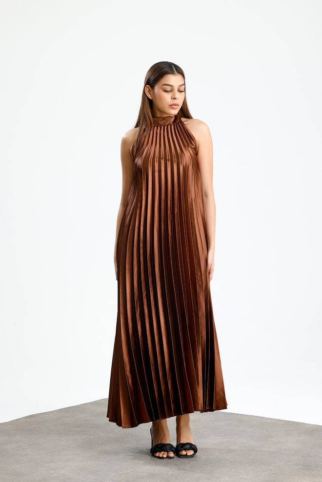 SENSE Ruda Eleganti Maxi Slydimo Su Aukštu Kaklu Suknelė Didmeninė prekyba drabužiais 1