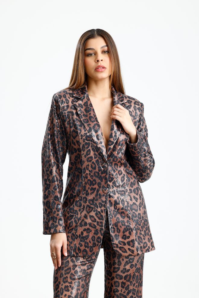 SENSE سترة بني بريق سترة مفردة الصدر ملابس بالجملة كلاسيكي