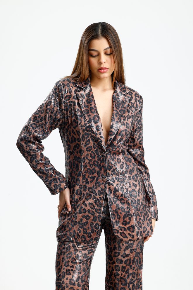 SENSE Brown Glam Single Breasted Blazer Jacket Wholesale Clothing 1