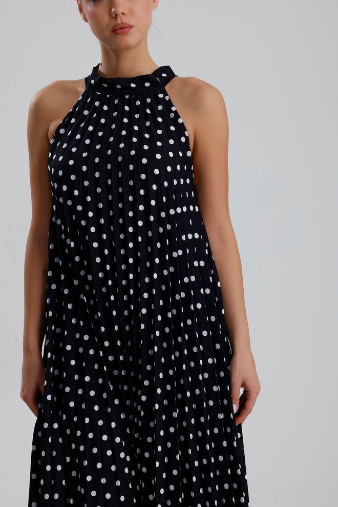 SENSE Juoda Taškinė Be Rankovių Shift Suknelė Didmeninė prekyba drabužiais Vasara