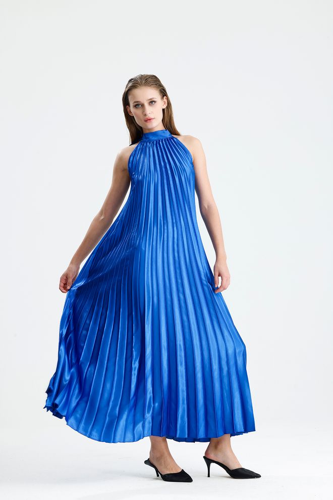 SENSE Eleganti Mėlyna A Silueto Su Aukštu Kaklu Suknelė Didmeninė prekyba drabužiais 1