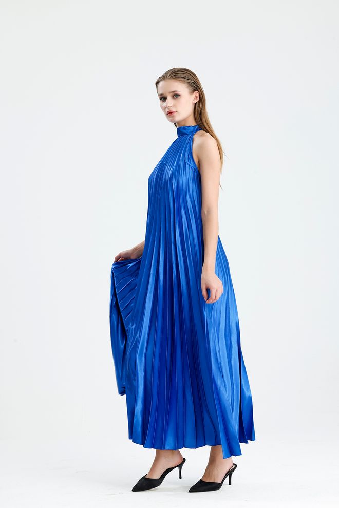 SENSE Eleganti Mėlyna A Silueto Su Aukštu Kaklu Suknelė Didmeninė prekyba drabužiais Apvali