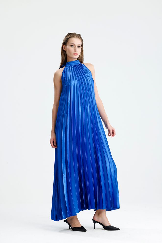 SENSE Eleganti Mėlyna A Silueto Su Aukštu Kaklu Suknelė Didmeninė prekyba drabužiais Kokteilinė