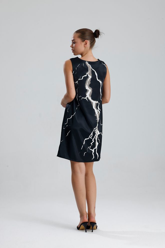 SENSE Rochie Shift Neagră Cu Model Urme De Pensulă Îmbrăcăminte cu ridicata De stradă