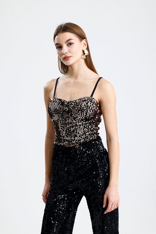 SENSE Bustier Negru Glam Cu Paiete Îmbrăcăminte cu ridicata Sexy