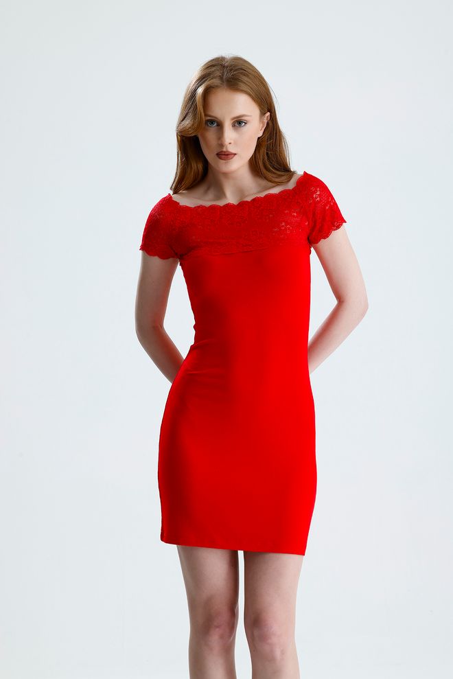 knee length dresses for ladies Short Sleeve Ruffle Neck Top main image 1