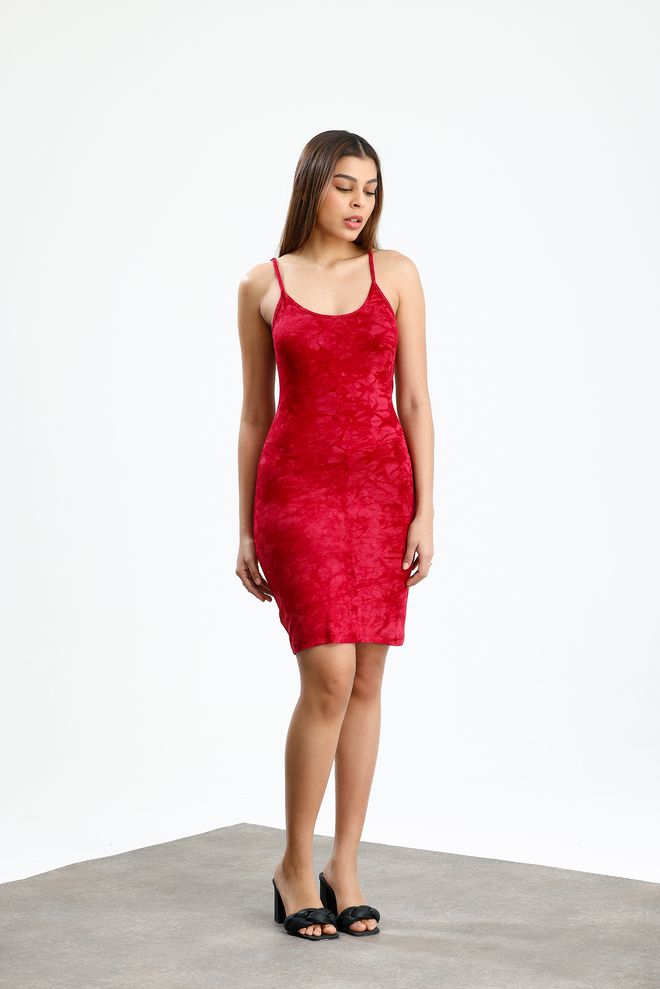 SENSE Sexy Claret Red Slip Dress With Tie Dye Wholesale Clothing Birthday
