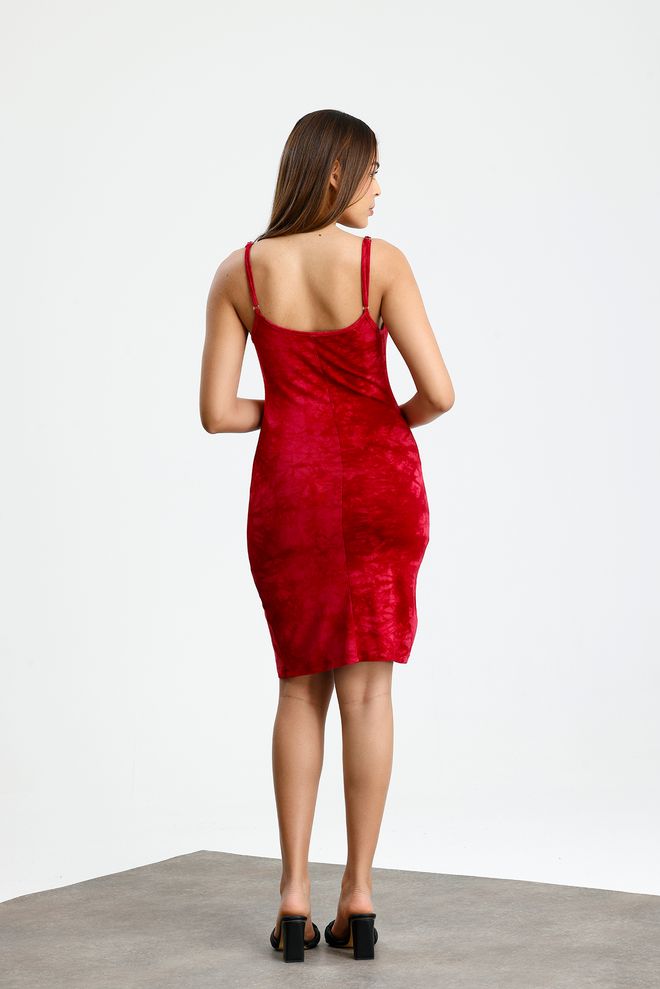 SENSE Sexy Claret Red Slip Dress With Tie Dye Wholesale Clothing Sexy