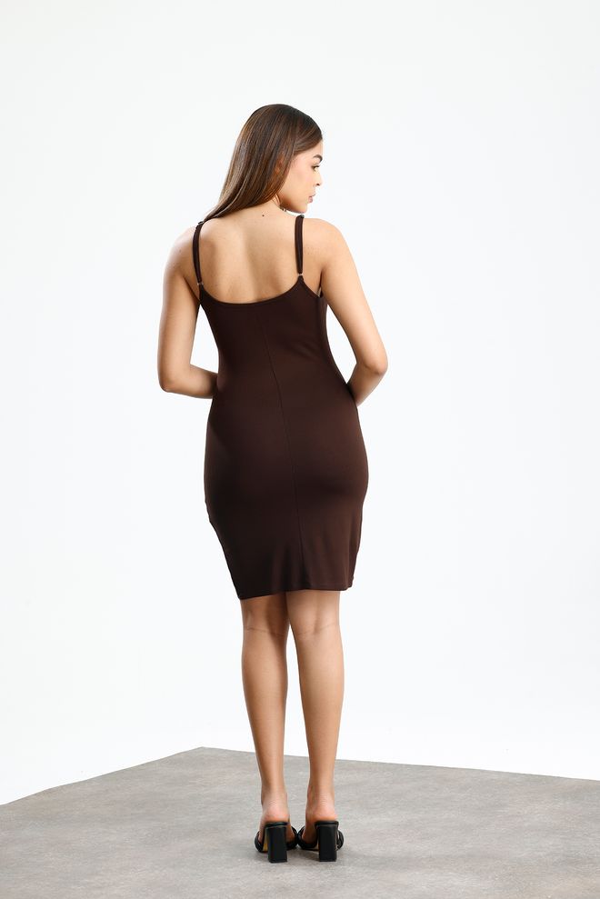 SENSE Brown Sexy Bodycon Mini Dress With Cap Sleeves Wholesale Clothing Sexy