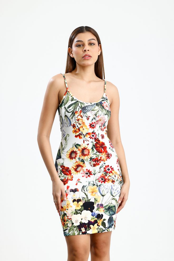 SENSE Seksi Bijela Mini Bodycon Haljina S Cvjetnim Uzorkom I Jako Kratkim Rukavima Veleprodaja odjeće Ležerni
