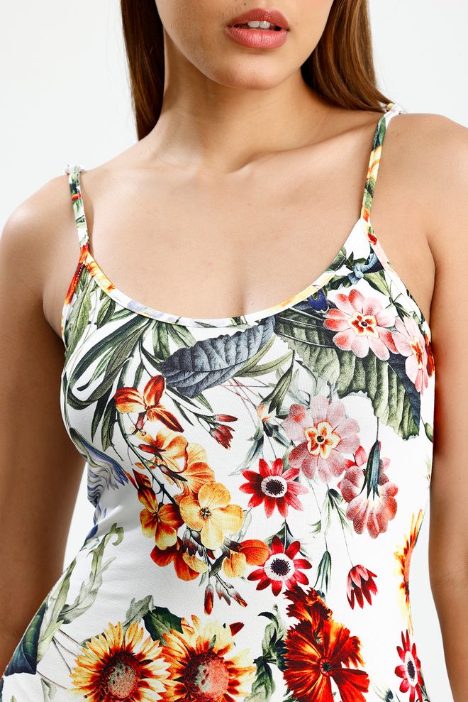 SENSE Sexy White Bodycon Mini Dress With Floral Pattern Wholesale Clothing Spring