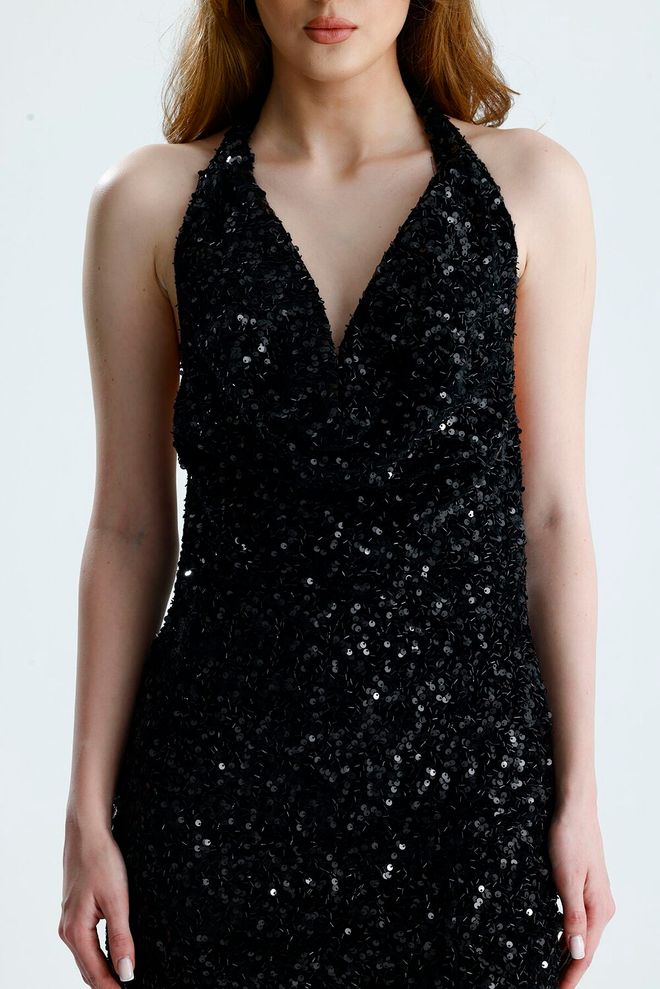 SENSE Juoda Seksuali Elegantiška Bodycon Suknelė Su Blizgučiais Didmeninė prekyba drabužiais Vasara